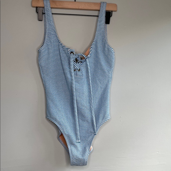 J. Crew Blue Striped  One Piece Swimsuit - Picture 5 of 6